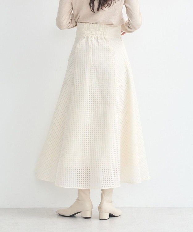 earth music&ecology シアーチェックスカート Ivory