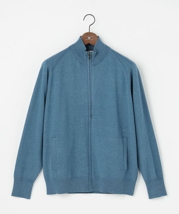 JOSEPH ABBOUD 【チクチクしない/イージーケア/3シーズン対応/サスティナブル】SNOWY  スタンドジップカーディガン ターコイズブルー系