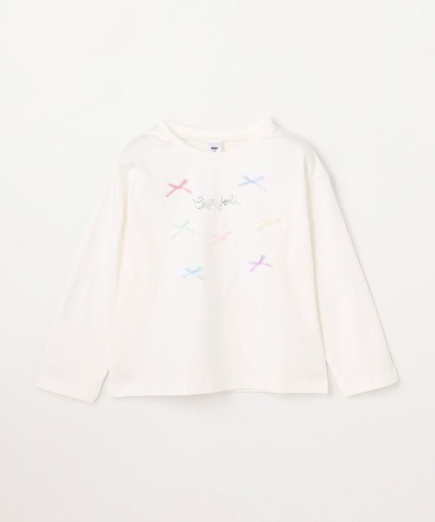 ANY KIDS 【綿100%】リボンアソート 長袖Tシャツ オフホワイト