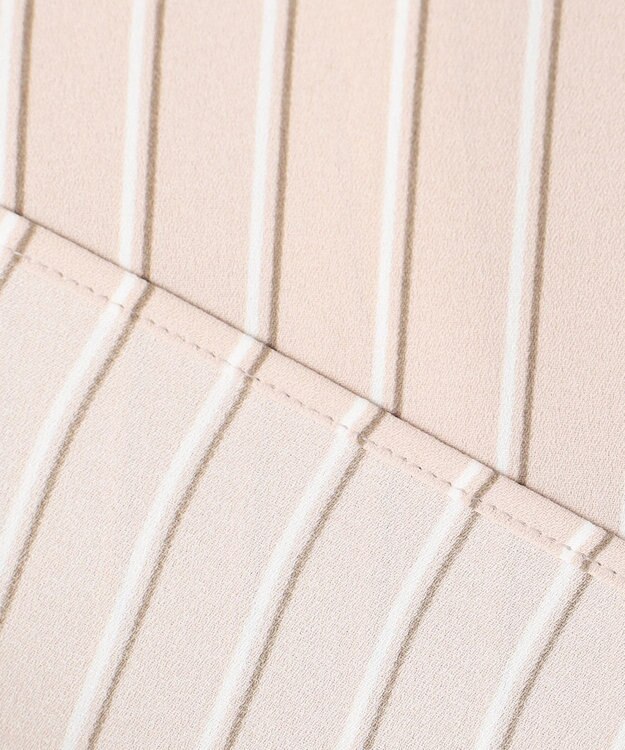 ANY SIS L 【洗える】ラッフルフレアジョーゼット ブラウス ローズグレーストライプ