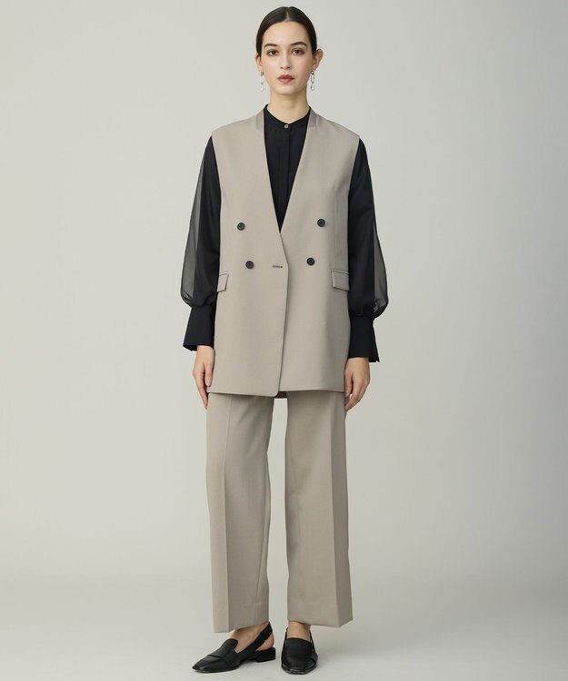 ICB L 【先行予約】 オーガンコンビシャーティング シアーレイヤードスリーブブラウス ブラック