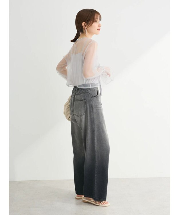 Green Parks ・ＥＬＥＮＣＡＲＥ　ＤＵＥ　チュールギャザーブラウス Gray