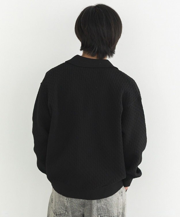 CRAFT STANDARD BOUTIQUE 柄編みニットシャツカーディガン Black