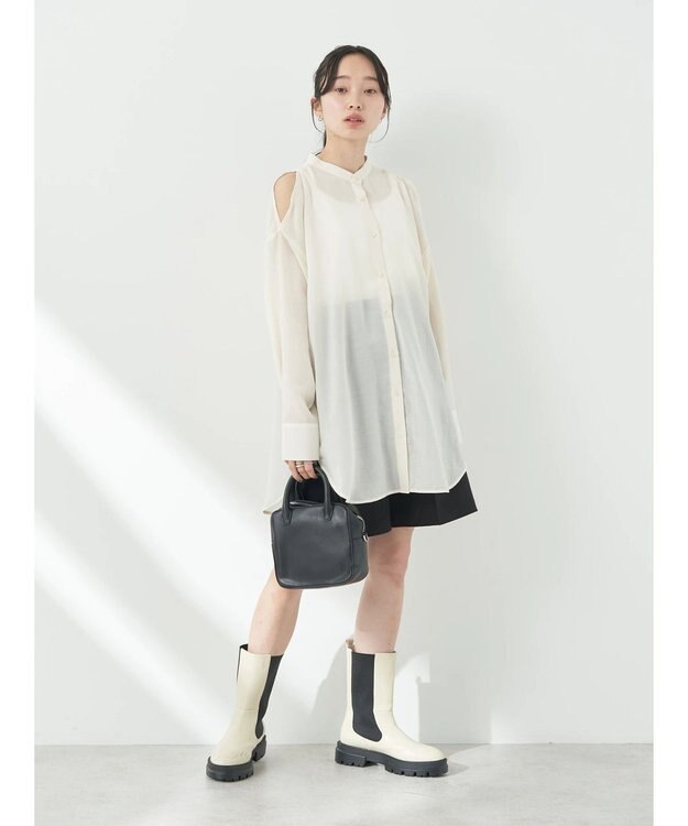 earth music&ecology ショルダースリットシャツ Off White