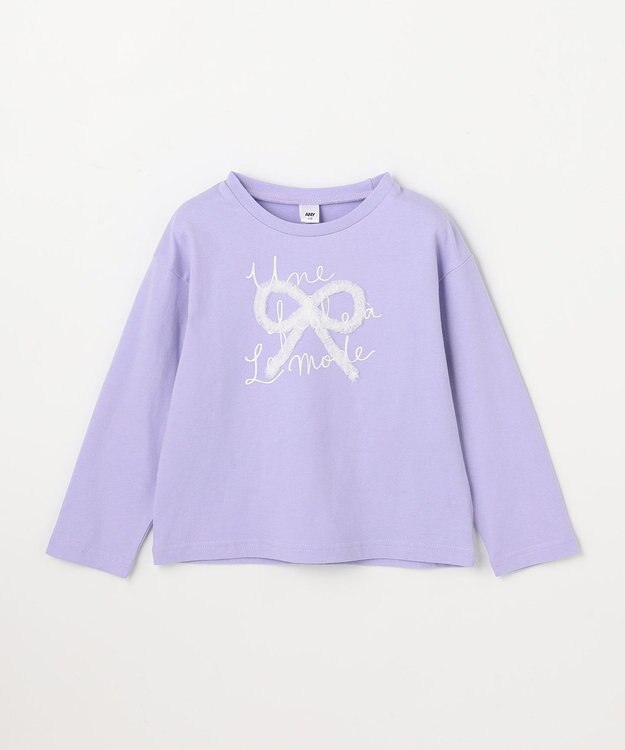 ANY KIDS 【綿100%】リボンアソート 長袖Tシャツ ラベンダー