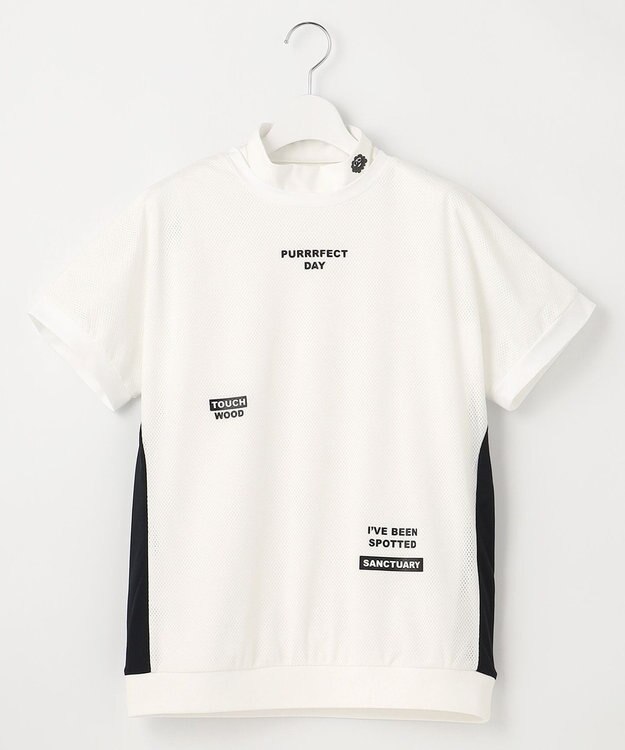 PW CIRCULUS 【WOMEN】【2SET/吸汗速乾/消臭/ストレッチ】ドルマンスリーブメッシュ シャツ + モックネックインナー ホワイト系