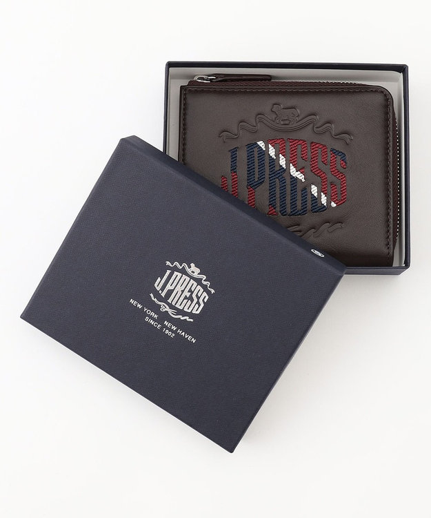 J.PRESS MEN 【MORPHO×J.PRESS】オーセンティックレジメンタル マルチウォレット(Ｌ字ラウンドファスナー) ダークブラウン系