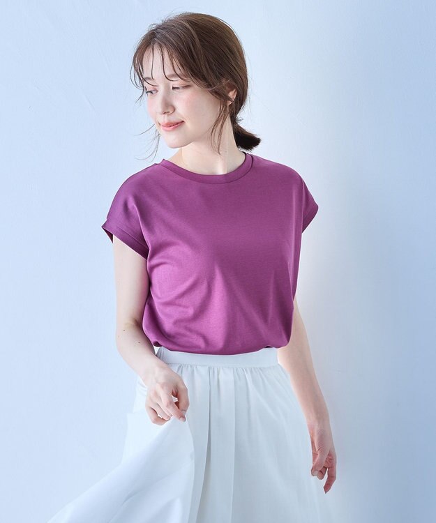 ANY 【汗ジミ防止加工】シルケットスムースノースリーブプルオーバー パープル
