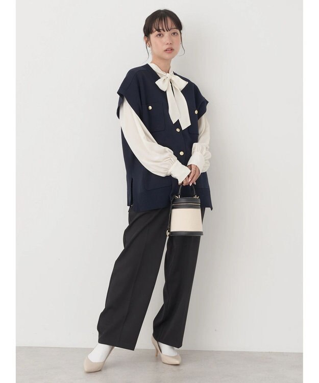 earth music&ecology 金ボタンニットベスト Navy