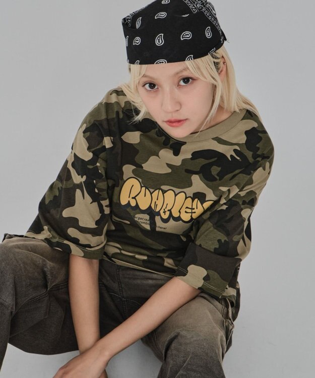 WEGO 【ユニセックス着用ITEM/MLサイズ展開】カモフラグラフィックT（SS） グリーン