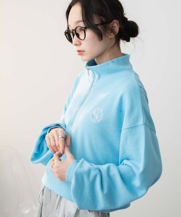 WEGO ハーフジップショートスウェット ブルーその他