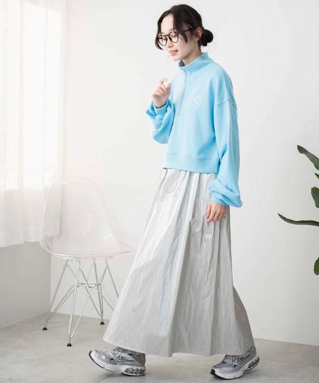 WEGO ハーフジップショートスウェット ブルーその他