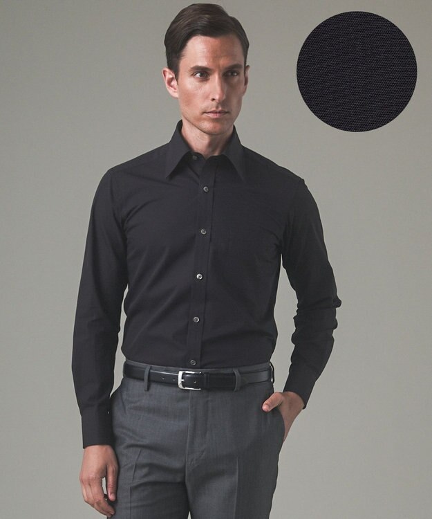 GOTAIRIKU 【形態安定】PREMIUMPLEATS_レギュラーカラー 通年ドレスシャツ（ブラック）