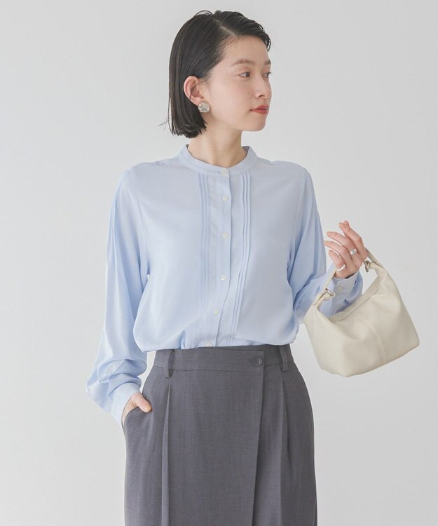 AMERICAN HOLIC サラックールタックブラウス Sax