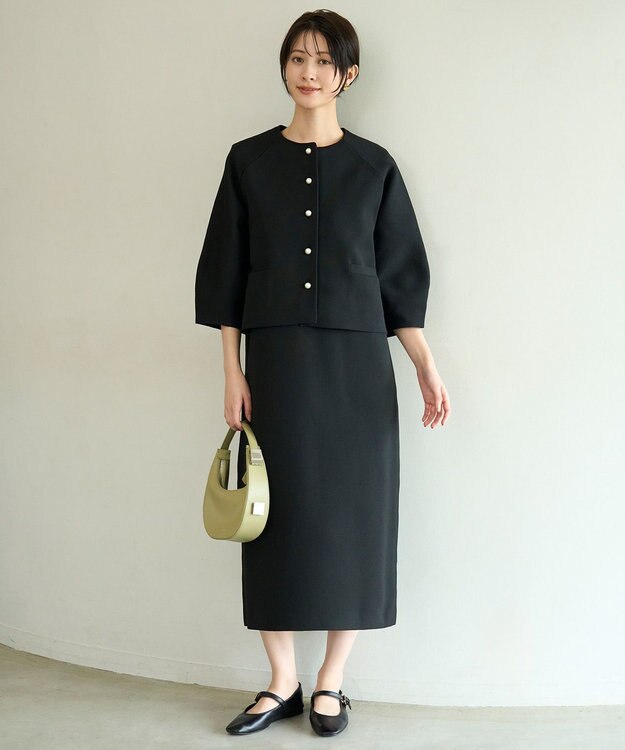 UNFILO L BEAUTY FORM KNIT パールボタン カーディガン ブラック