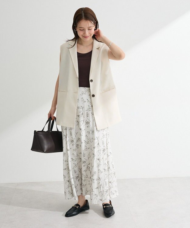Green Parks メッシュフレンチスリーブジレ Ivory