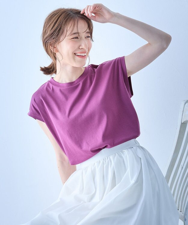 ANY 【汗ジミ防止加工】シルケットスムースノースリーブプルオーバー パープル