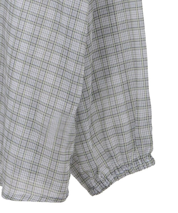 Green Parks チェックシアーフリルブラウス Off White