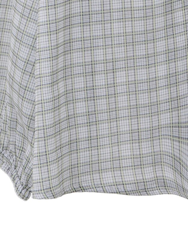 Green Parks チェックシアーフリルブラウス Off White