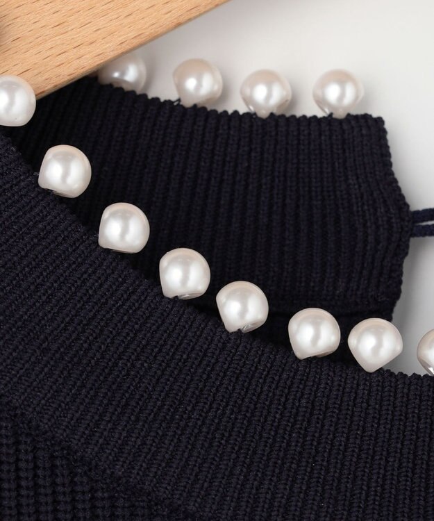 組曲 L 【先行予約・WEB限定】パール釦畦ニット プルオーバー ネイビー系