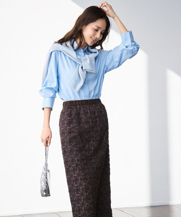 自由区 S 【カタログ掲載】テープエンブロイダリー スカート ブラウン