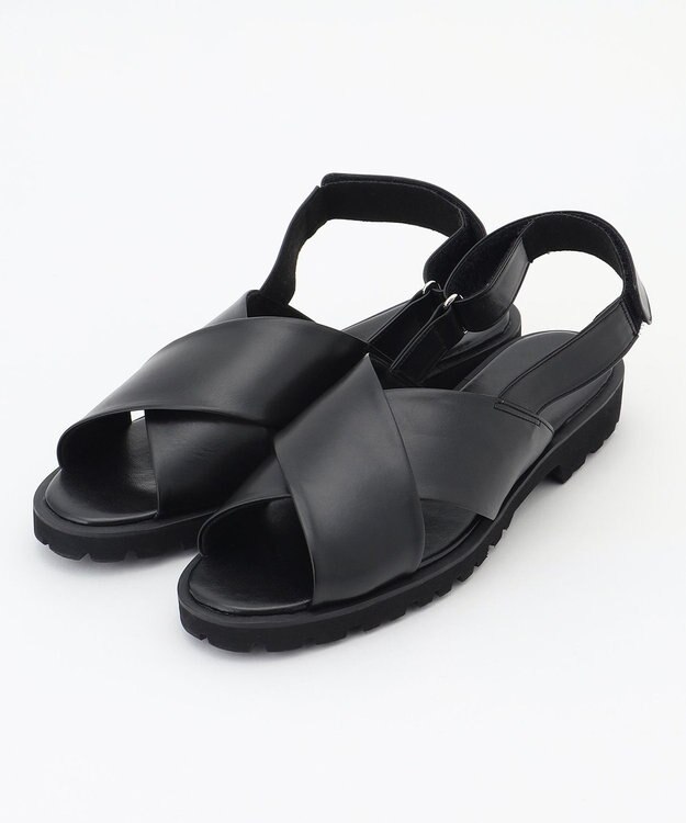 自由区 【カタログ掲載】ワイドクロス サンダル ブラック