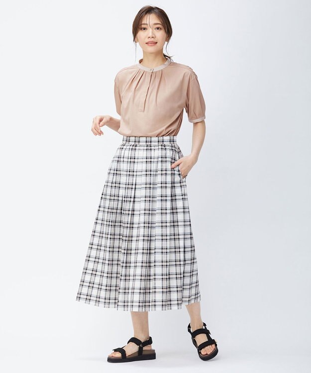 J.PRESS LADIES 【洗える】BEZ Cリネンマドラス スカート ピンク系3