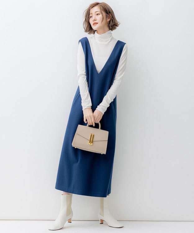 23区 ウールミルドジャージー ジャンパースカート ダルブルー系