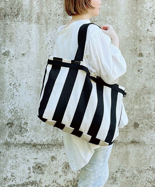 ROOTOTE 1148【大容量:ヘリンボーン】LT.グランデ.ストライプ-A 03：ブラック