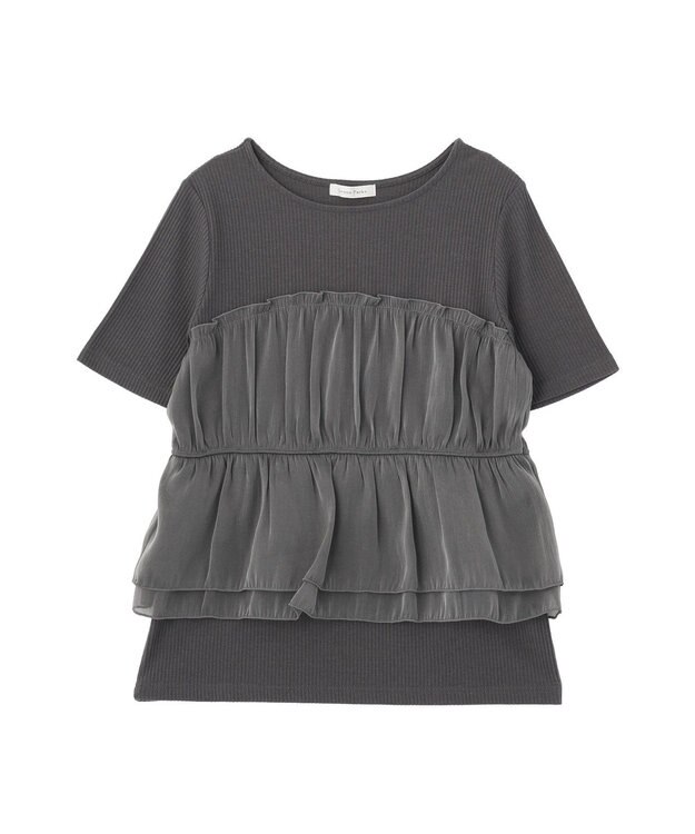 Green Parks オーガンジービスチェドッキング半袖プルオーハ Charcoal Gray