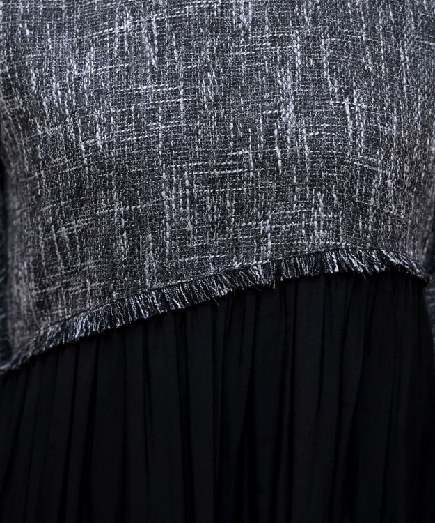 Tiaclasse 【洗える】ドッキングツイードワンピース ブラック