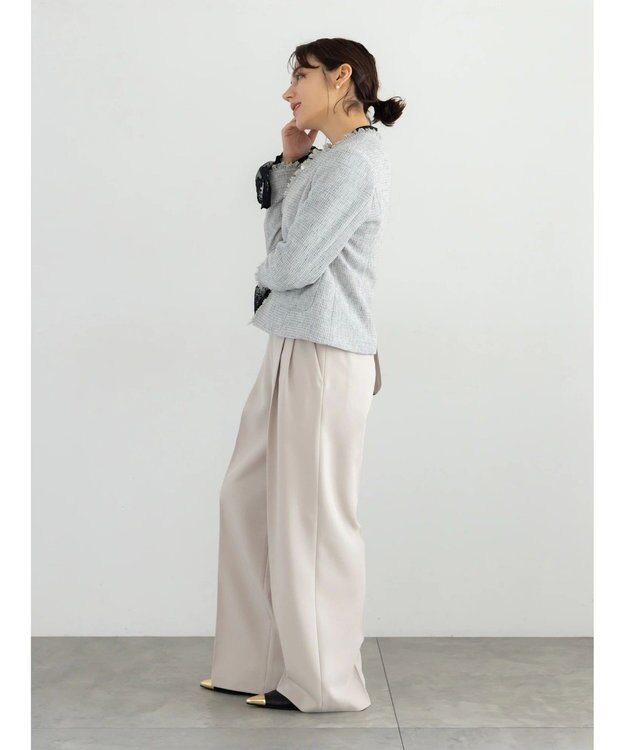 Te chichi 【セレモニーアイテム】ツイードノーカラージャケット グレー