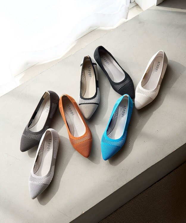 steppi 【洗える/撥水】パターンメッシュ パンプス ブルー