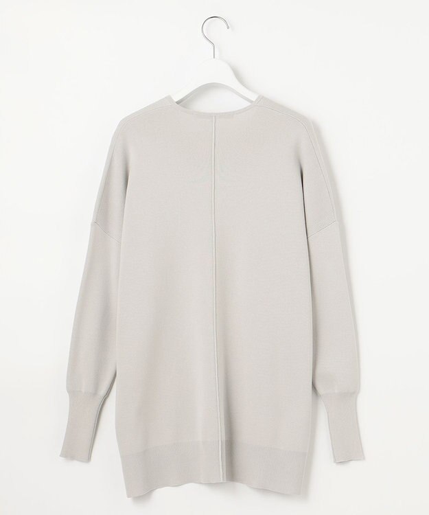 自由区 【WEB限定カラー有/洗える】コットンアセテート チュニック丈ニット ライトグレー系