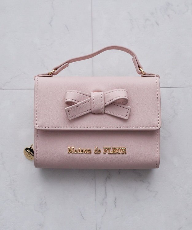 Maison de FLEUR ハンドル付きリボンウォレット Pink