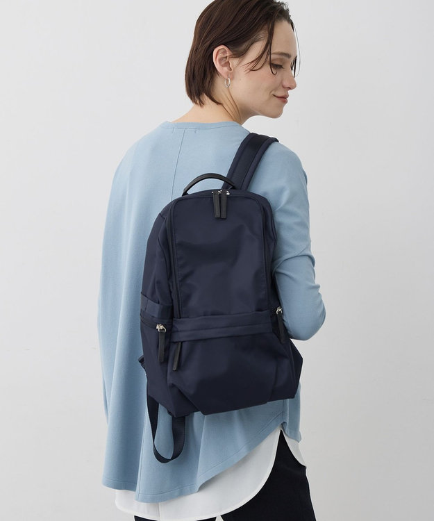 ICB 【新仕様・A4サイズ収納可・容量約14L】8ポケットナイロンリュック ネイビー