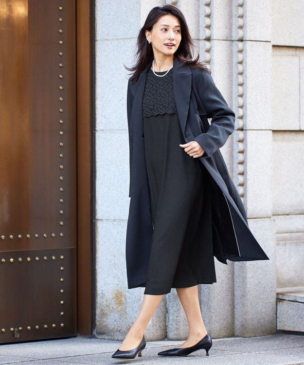 自由区 L トロトレンチロング丈 コート ネイビー系