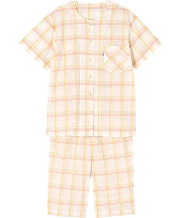 ワコール／睡眠科学 パジャマ 5分袖 半袖 7分丈 綿混(本体) 上下セット 前開き レディース YDT142 睡眠科学／ワコール クリーム