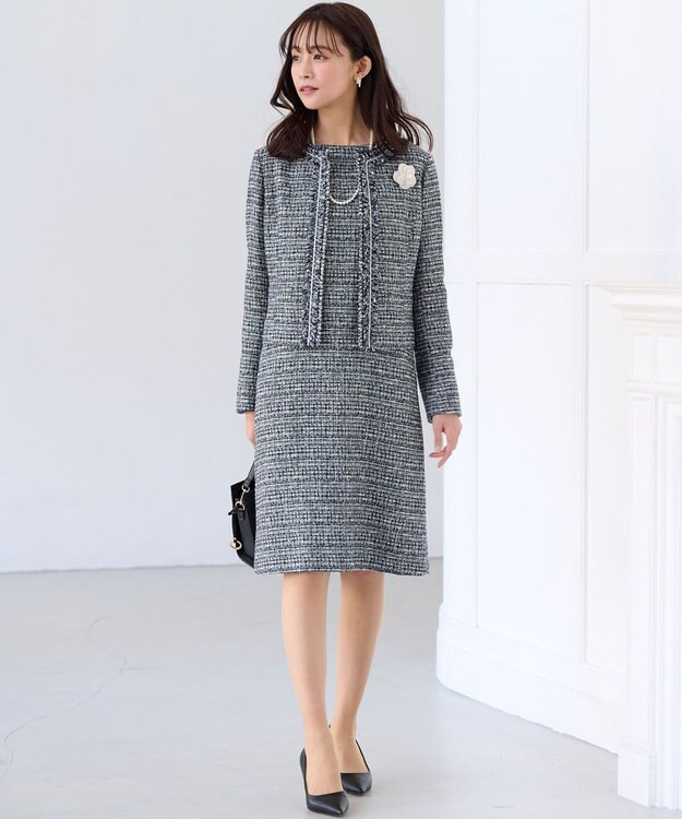 組曲 S 【KUMIKYOKU NAVY】ラメループモールツイード ジャケット ネイビー系1