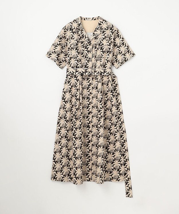 GRACE CONTINENTAL パームモチーフシャツワンピース ブラック