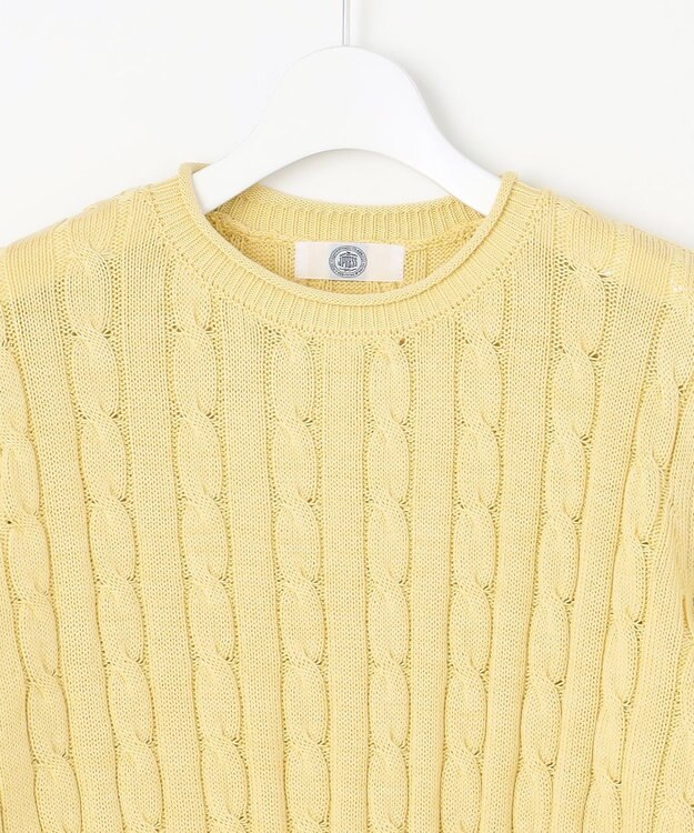 J.PRESS LADIES L 【洗える】GIZA MERCERIZE COTTON ケーブル ニット イエロー系