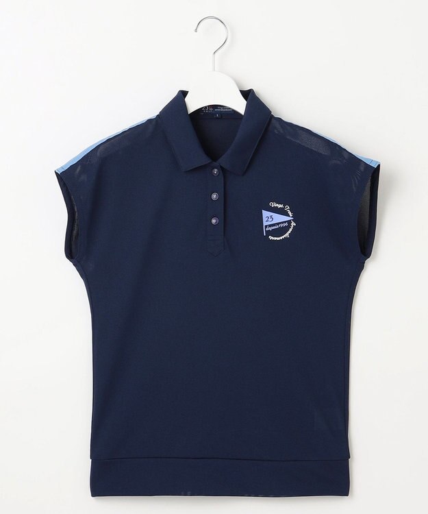 23区GOLF 【WOMEN】【吸水速乾/UVカット】メッシュフレンチポロシャツ ダルブルー系