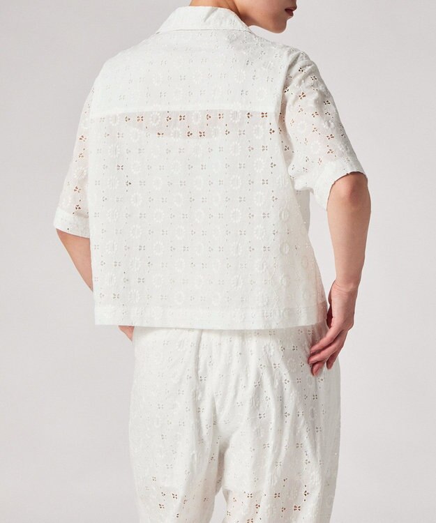 Paul Smith アイレットレース 半袖 シャツ ホワイト