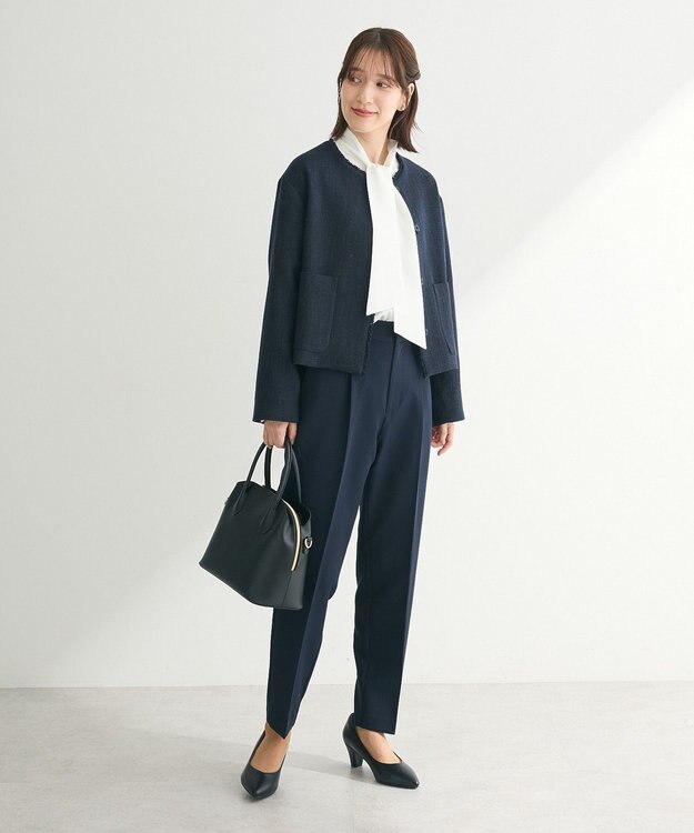 Green Parks ef-de ツイードノーカラージャケット Navy