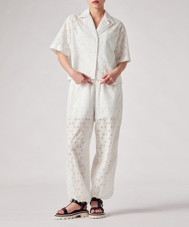 Paul Smith アイレットレース 半袖 シャツ ホワイト