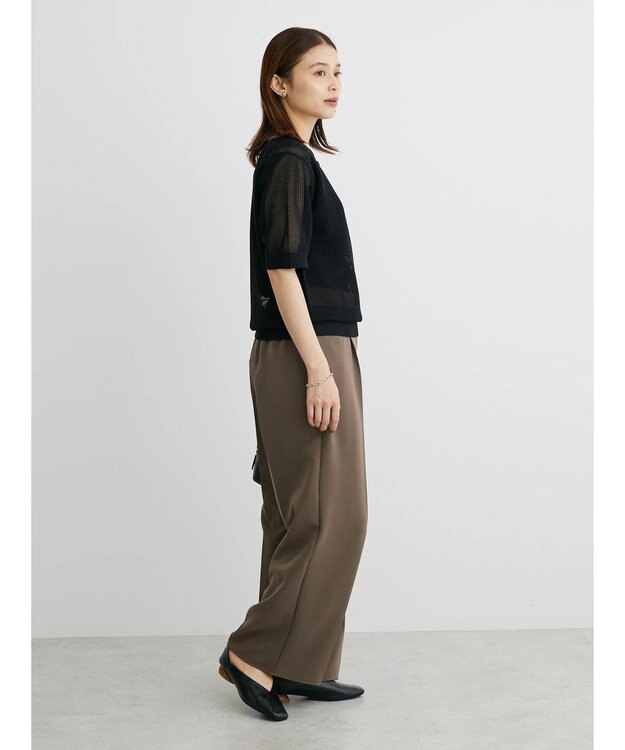 Green Parks メッシュポロ衿ニットプルオーバー Black