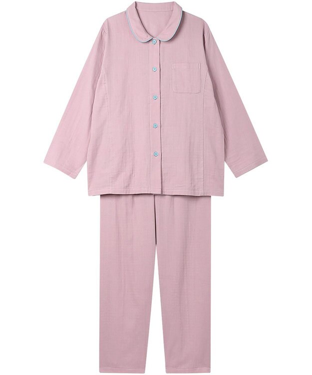 Wing パジャマ 綿100%(本体) 二重ガーゼ 3Lまで対応 大きいサイズ 長袖 長ズボン レディース EP1000 ウイング／ワコール ロマンピンク