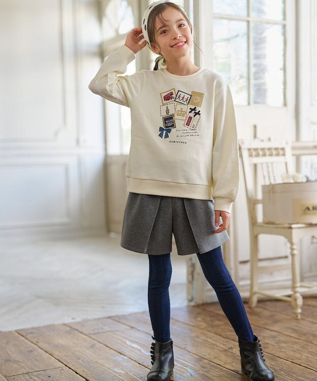 組曲 KIDS 【110-140cm】ロンドンスタンプ トレーナー ホワイト系