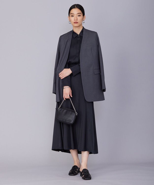 ICB 【セットアップ対応・洗える】 LooseWeave ノーカラージャケット チャコール系