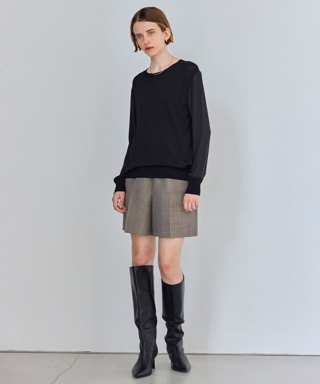 BEIGE， 【WEB限定・洗える】LECERF / ドッキングニットトップス Black